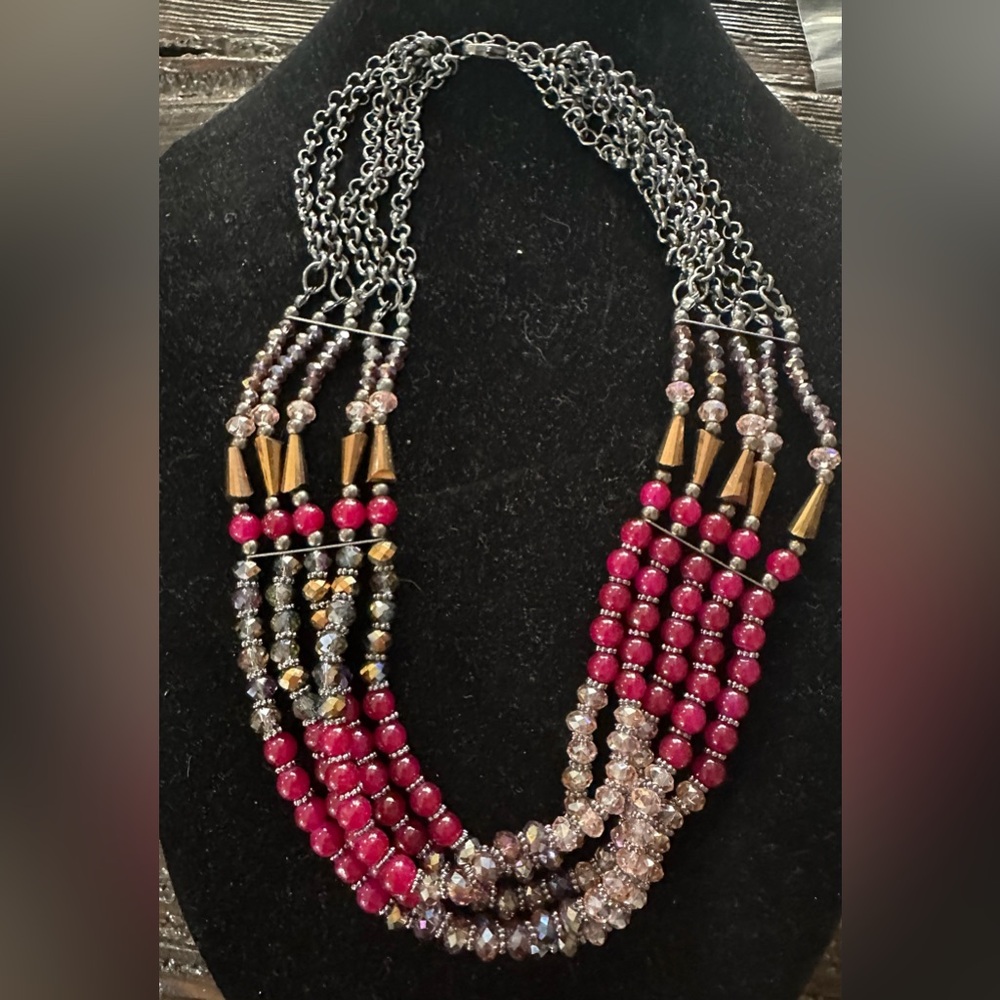 Charming Charlie Glass Bead Boho Necklace